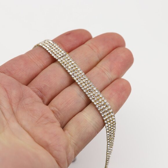 Sparkly White Stones Choker Necklace Adjustable White Rhinestone Chokers  (#70) - Picture 6 of 11